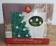 Vtg flameless clip-on candle light string set (6 candles) with brass holders