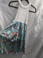 Knitworks Size 10 Green Floral Girls Romper Dress