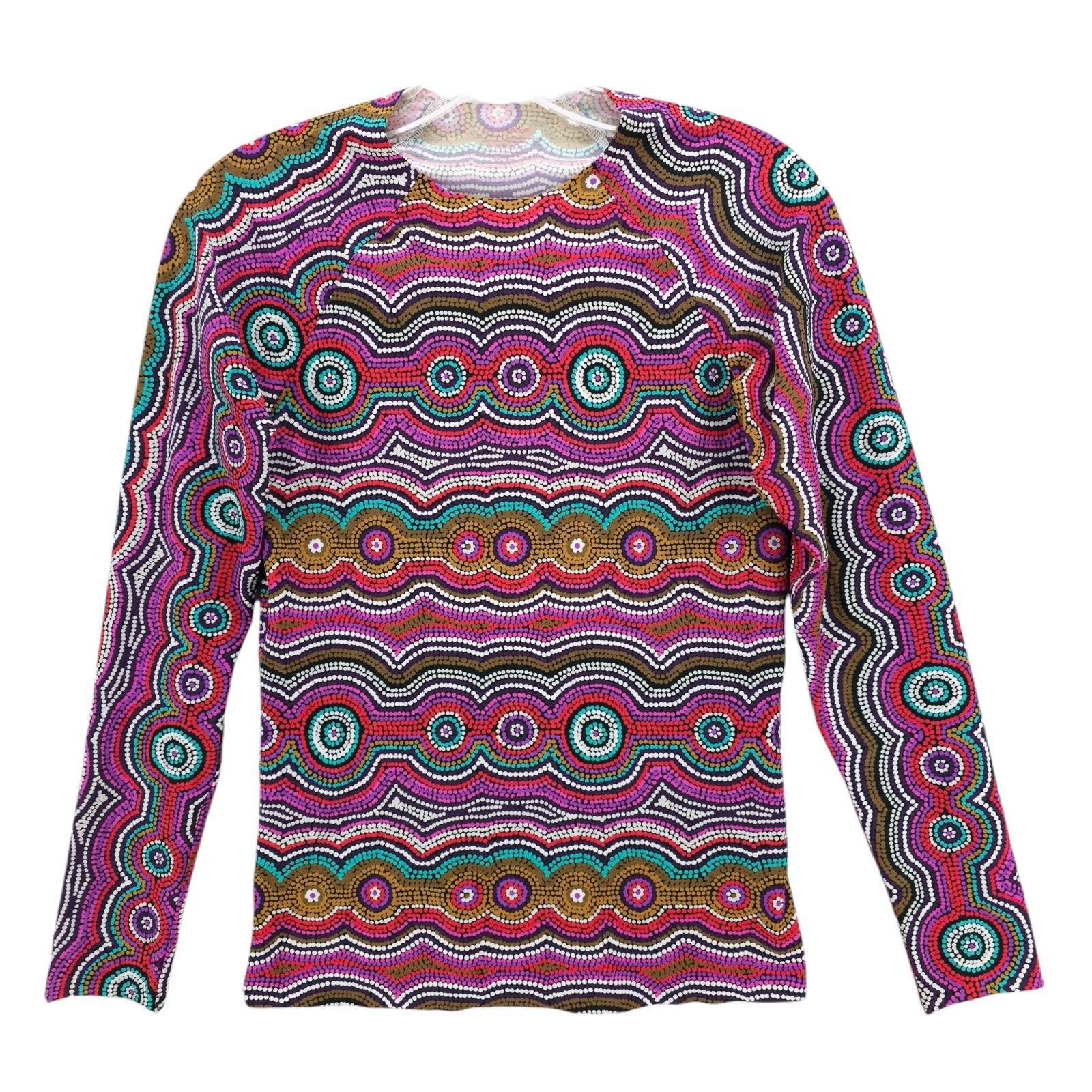 COMMANDO Long Sleeve Top Colorful Geometric Stretch Slimming Shaping MEDIUM