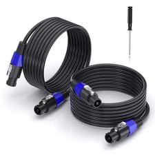 2 Pack 25 feet Professional Speakon to Speakon Cables, 12 AWG Patch Cords DJ/...