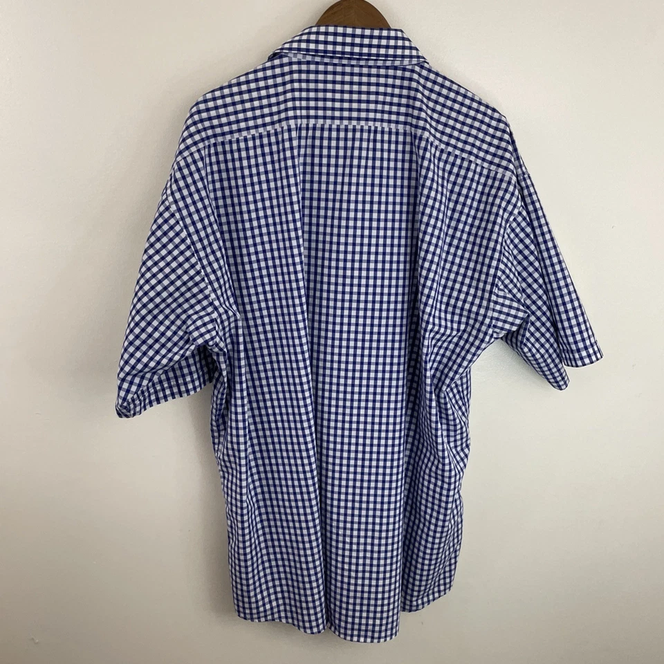 Linea Uomo Shirt Mens 4XLT Tall 4XL Blue/Purple Plaid Short Sleeve Button - Image 2 of 4