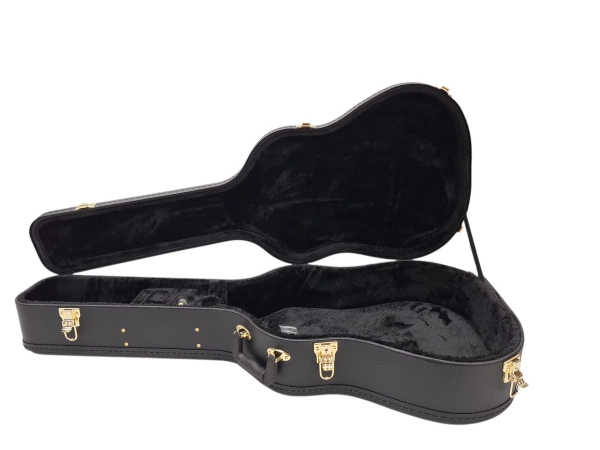 Westerngitarre Koffer Gitarrenkoffer Hartschale Holzkern Leder Schwarz gewölbt