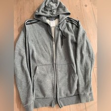 Adidas Men grey cotton blend track hoodie zip up jacket S