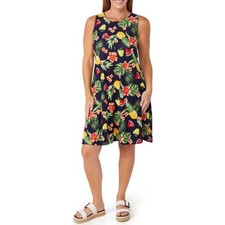 Harlow & Rose Women's 3X Sleeveless Flowy Swing A-Line Midi Dress Floral Fruit