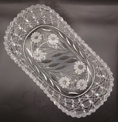 Antique c.1910 American Brilliant Irving Handcut Crystal 11'' Bread Bowl