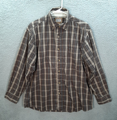 CE Schmidt Shirt Adult Large Brown Tan Plaid Workwear Grunge Outdoors Camping