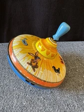 Vintage Ohio Art Metal Spinning Top With Animals Works