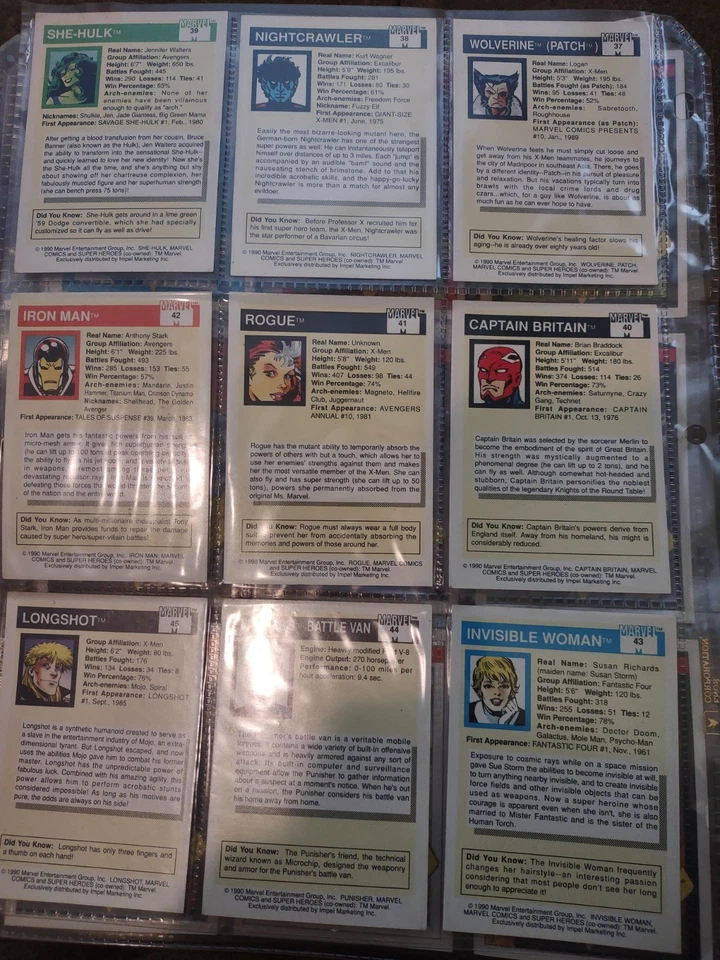 1990 Universo Marvel Série 1 Cartões Comerciais CONJUNTO BÁSICO COMPLETO 1-162 QUASE PERFEITO/PERFEITO - Imagem 3 de 4