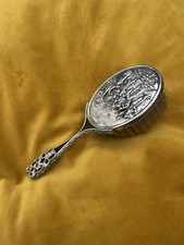 ANTIQUE SMALL ORNATE HAIR-BRUSH DEPICTING OLD SCENE - UNUSAL HALLMARK