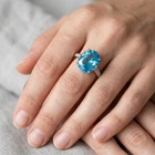 925 Sterling Silver White Gold Rings Astonishing Swiss Blue Topaz Oval 3.80Ct