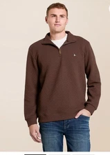 Roost Waterfowl Drake Sz XL 1/4 Quarter Zip Quilted Mens Pullover Brown Outdoors