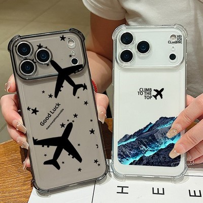 Hülle für iPhone 17 16 Pro Max 15 14 13 12 Flugzeug schneebedeckter TPU-Schutz