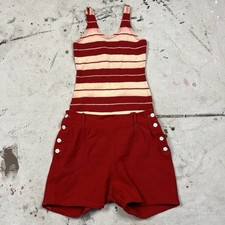Vintage 30s 40s Ganter Wool Knit Striped Bathing Swim Suit 2 Piece Womens Small