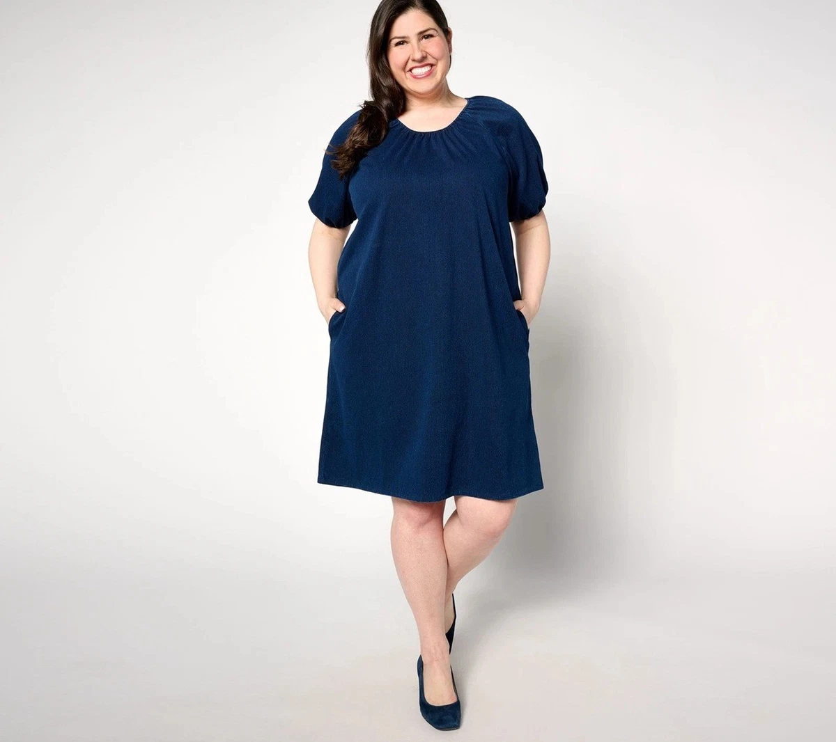 white christmas dresses MO&Co. Detachable Detail Denim Dress Blue Size Xs