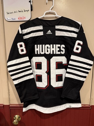 Jack Hughes New Jersey Devils Jersey Adidas Black Alternate Adult Size 52 - Picture 2 of 2
