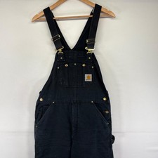 Carhartt Duck Overalls Men's Workwear Black Cotton Double Knee Zip
