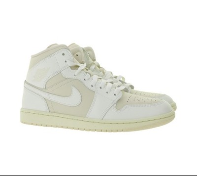 NIKE Air Jordan 1 Mid Damen Sneaker - Weiß/Hellbraun/Beige - Größe 38