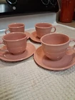 Vintage Set of 4 Fiestaware HLC Rose Pink Tea Coffee Cup and Saucers USA