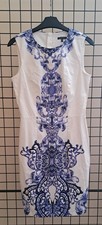 Warehouse fully lined shift dress blue and white size 10