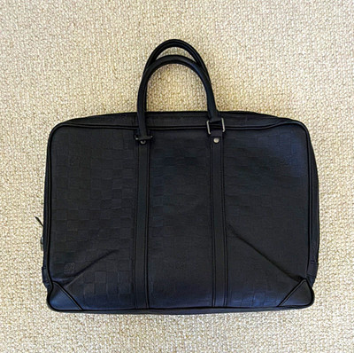 Louis Vuitton Porte Documents Voyage Damier Infini Black Leather Briefcase Bag
