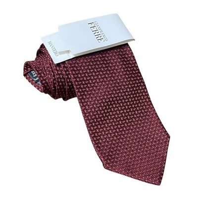 NWT Gianfranco Ferre GF Neck Tie Mens Mantero Red Geometric Pure Silk Italy