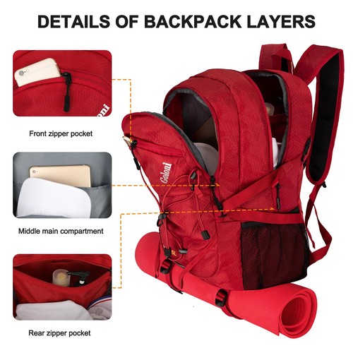 Mochila de Senderismo 45L Ligera Plegable, Impermeable Mochila de Camping con Ra... - Imagen 6 de 7
