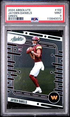 2024 Panini Absolute #102 Jayden Daniels Green PSA 9