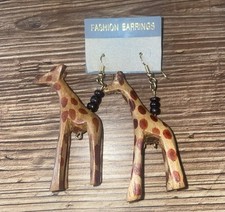 Hand Crafted Wood Giraffe Earrings