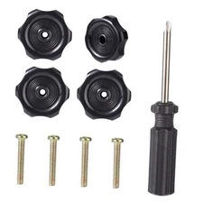4 Pack RV Window Knob & Vent Knob with Screwdriver, 1/2" Shaft 2-1/4" Black