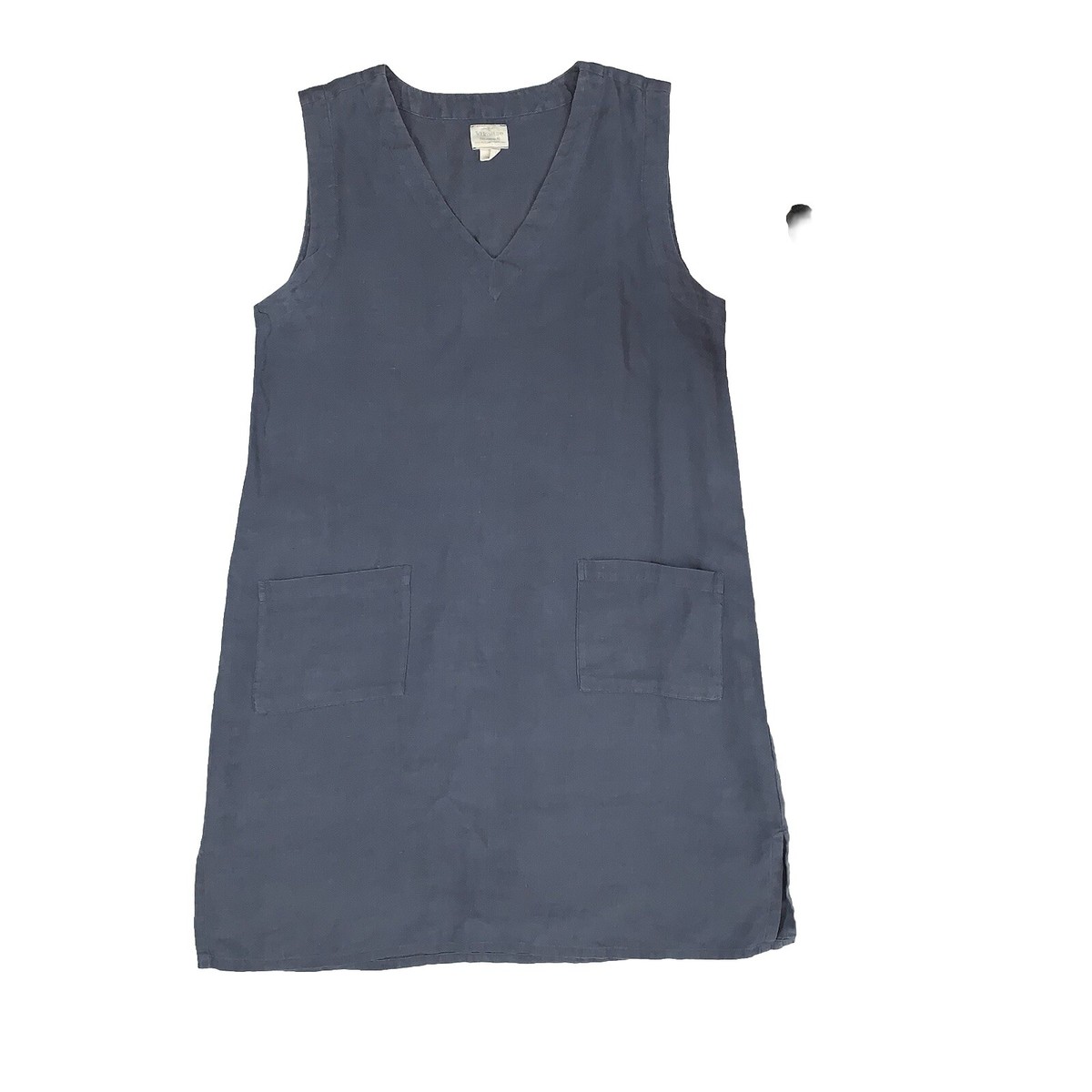 100% European Washed Linen Vikolino Shift Dress Sz Sm V Neck Lagenlook  Coastal | eBay