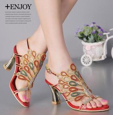 Rhinestone Women's High Heel Sandals Slingbacks Wedding Shoes Summer Comfort OL
