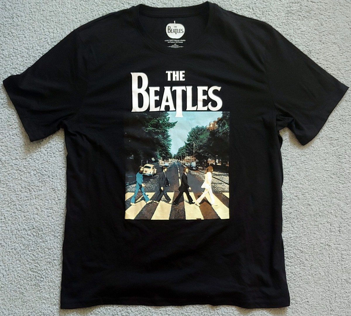 THE BEATLES LARGE T-SHIRT LARGE BLACK - ABBEY ROAD GRAPHIC - APPLE