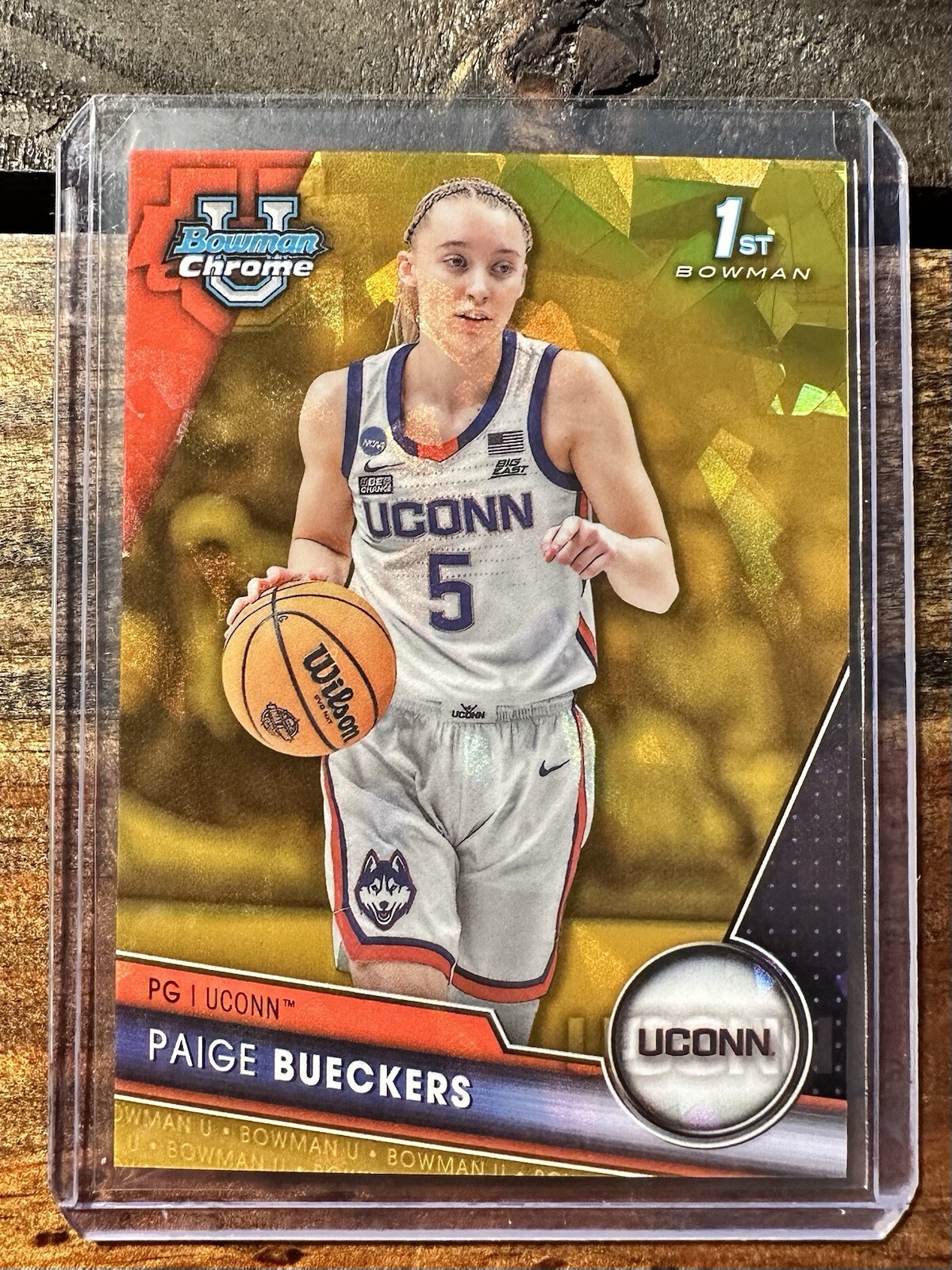 2023 1st Bowman U Chrome Sapphire PAIGE BUECKERS Gold Refractor /50 UConn #90 RC