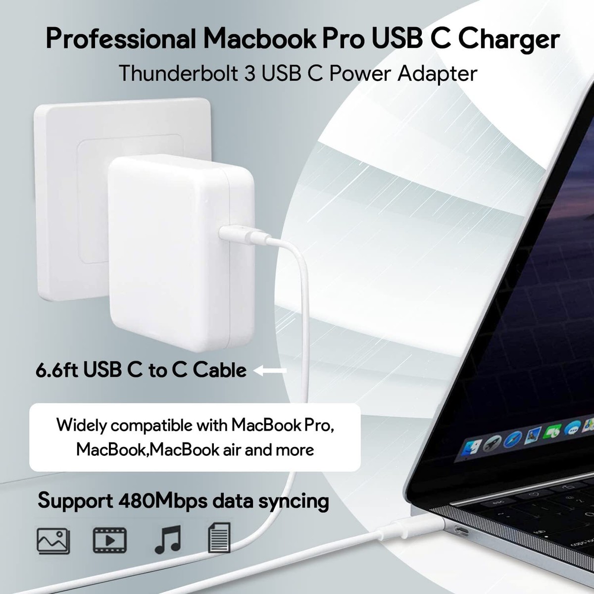 96W USB C Fast Charger for New Mac Book Air 13'' MacBook Pro 16-13