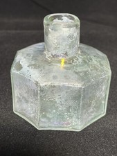 Antique Vintage Inkwell from the 1800s. Heavy thick glass.Octagonal inkwell.