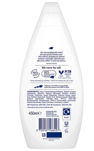 6 x 450ml Dove Hydrate Body Wash Shower Gel - Picture 2 of 4
