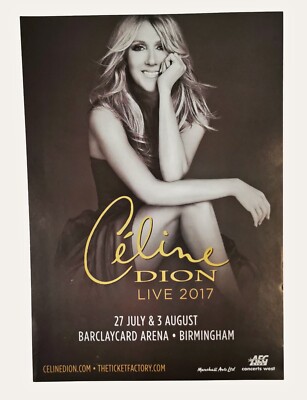 CELINE DION Flyer original 2017 Live BIRMINGHAM UK Show A5 Glossy PROMO Poster