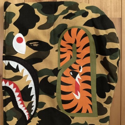 BAPE 1st camo yellow shark full zip hoodie A Bathing Ape Size L | eBay