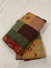 Pair Quilted Patchwork Standard Pillow Shams Embroidered Florals Country Rose