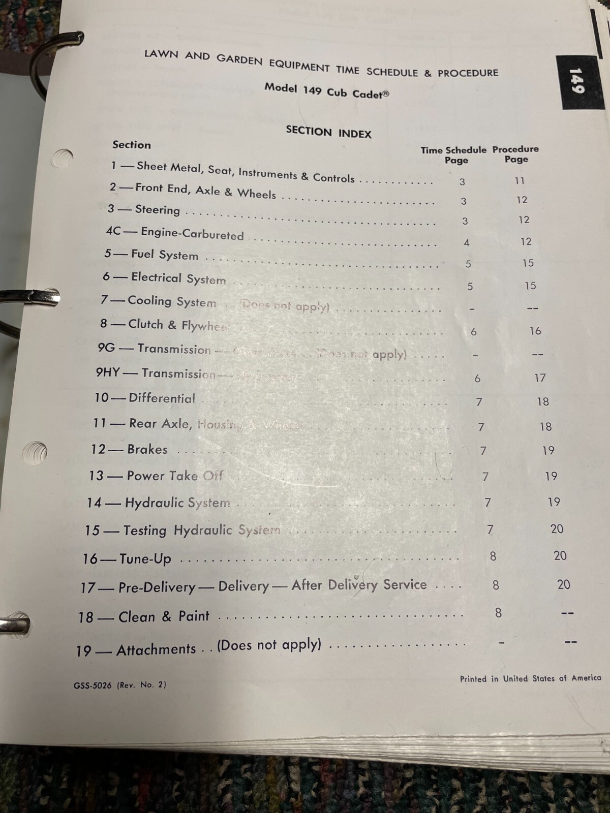 International Harvester Lawn & Garden Equipment Time Schedule