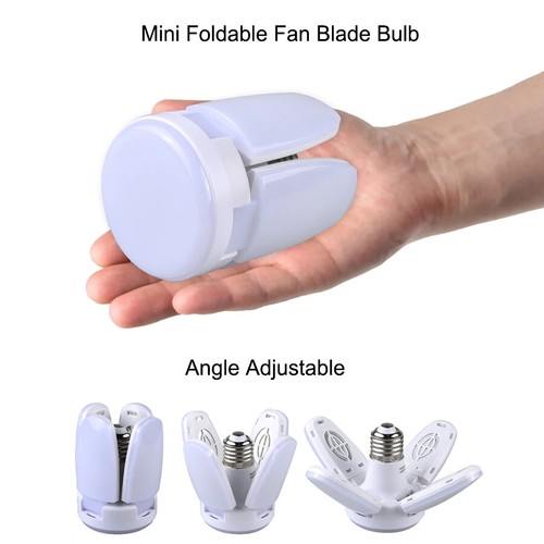 LED Bulb 28W Bombilla Lampada Spotlight E27 Foldable AC 220V 110V Fan Blade - Picture 3 of 10