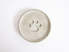 NEW CONCRETE/Cement Round Minimalist Industrial Paw Print Jewelry/Trinket Dish