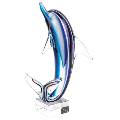 14 Blue Murano Glass Dolphin Figurine Tabletop Sculpture