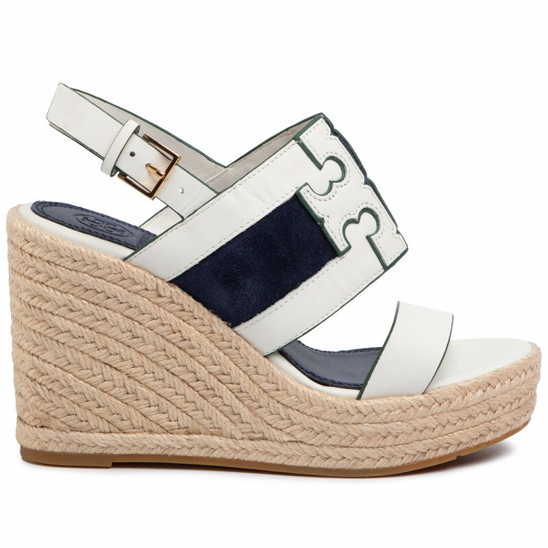 Tory Burch Sandals Ines Wedge Espadrilles Shoes Ivory-Navy
