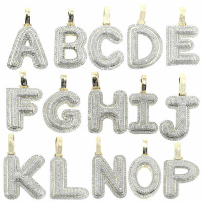 All Initial Bubble Letter "A-Z" Necklace In 14K Gold With CZ - Foto 8