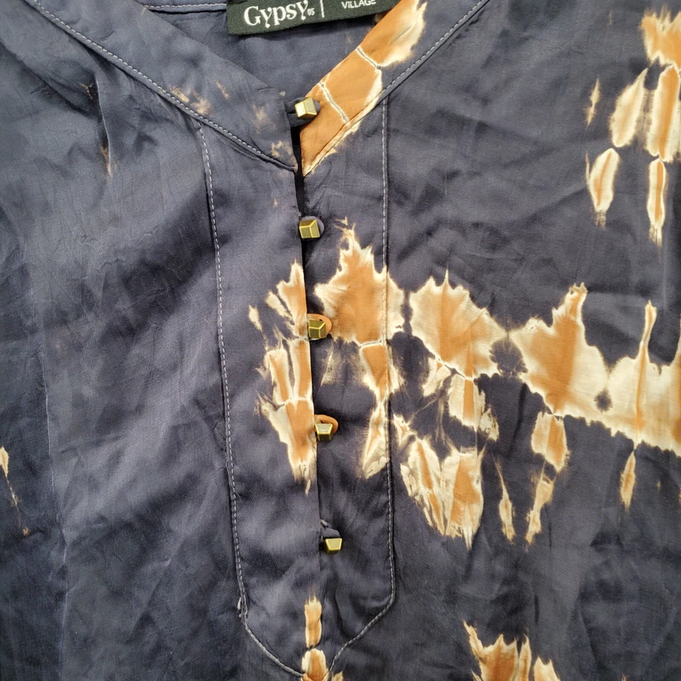 GYPSY GLOBAL VILLAGE 女式中号束腰纽扣 3/4 袖缎面印花 — 第 2/4 张图片