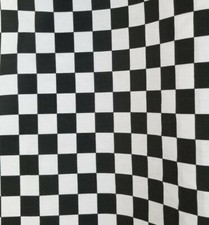Checkered Black White Nascar Racing Flag Poly cotton Print 60" Fabric by yard