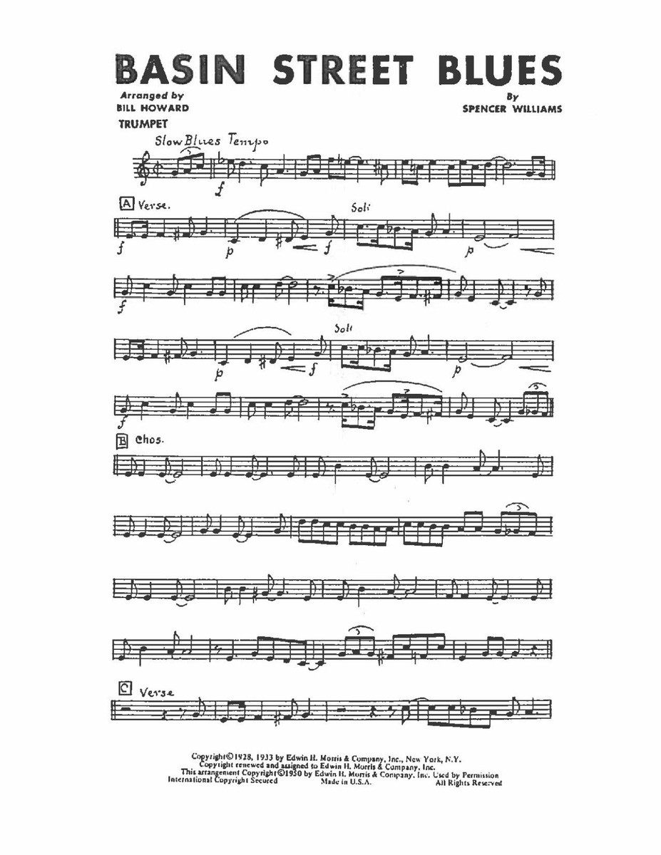Basin Street Blues Dixieland Combo/Jazz Band Sheet Music | eBay