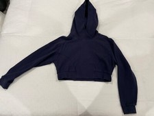 Alphalete womens athletic crop hoodie navy blue preowned size small 
