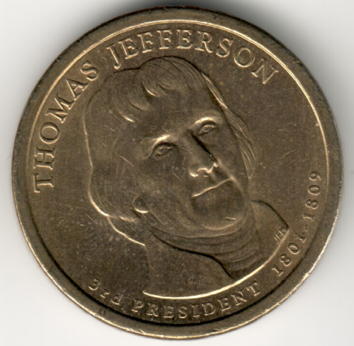 USA - 2007D - 1$ Presidential Coin - Thomas Jefferson - #4554 - Afbeelding 1 van 2